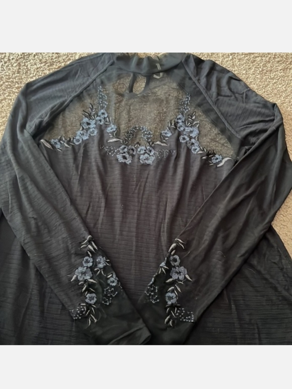 Free People Saheli embroidered mesh top size M - Picture 3 of 3